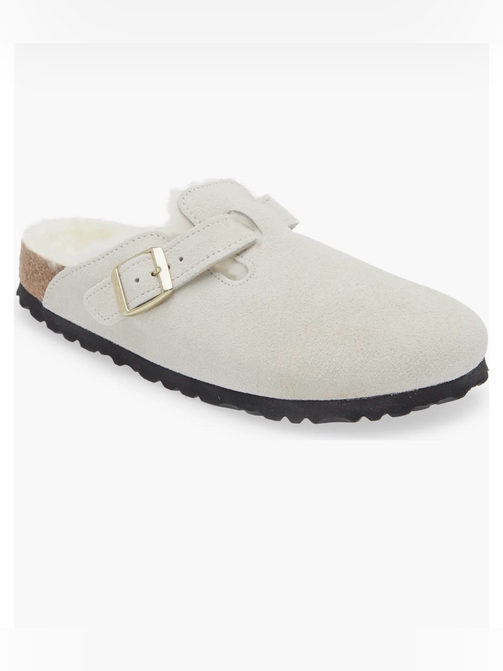 Birkenstock Shearling-Lined Suede Clog In White Size 38
